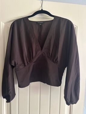 Banana Republic Brown V-Neck Long Sleeve Women's Top